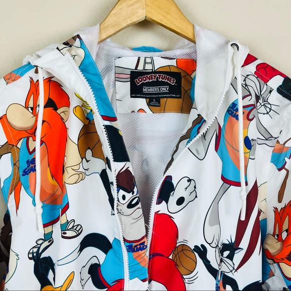 NEW Members Only Looney Tunes Space Jam Hood Windbreaker Jacket LARGE Cartoon - Picture 4 of 9